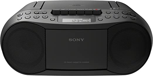 Photo 1 of Sony Stereo CD/Cassette Boombox Home Audio Radio, Black (CFDS70BLK), 13.7 x 6.1 x 9 inches
