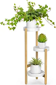 Photo 1 of Bamboo Plant Stands Indoor, 3 Tier Tall Corner Plant Stand Holder & Plant Display Rack for Outdoor Garden Indoor Home (3 Tier -1)
