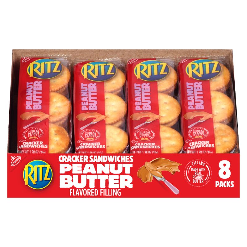 Photo 2 of 2 Ritz Cheese Cracker Sandwiches,2  Peanut Butter 8 bags - 8 Oz 
2 boxes of each EXP nov 16 2022
