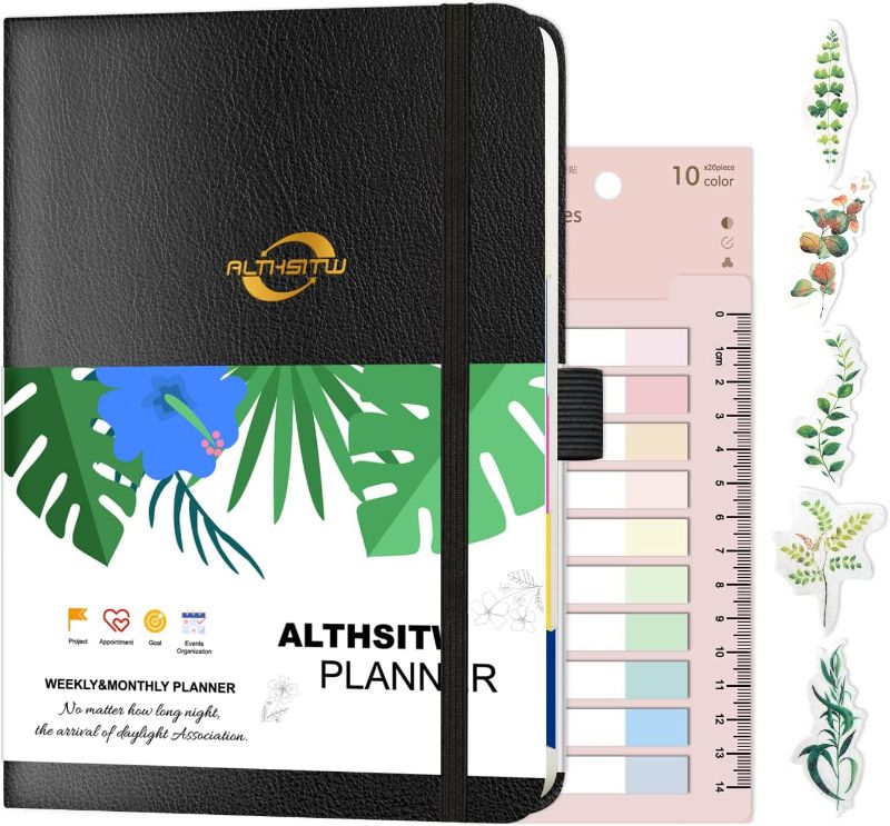 Photo 1 of 2022 Weekly & Monthly Planner From January 2022 - December 2022, 5.75" x 8.25", Habit Trackers, Time Management and Productivity Organizer, Gratitude Journal,Daily Appointment Book-Black
