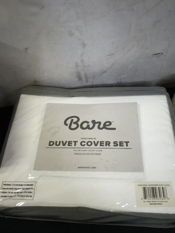Photo 2 of Bare Home Luxury Duvet Cover and Sham Set Ultra-Soft Microfiber Twin/Twin XL White 2-Pieces
