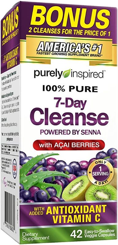 Photo 1 of Purely Inspired Organic 7 Day Cleanse, Unique Senna Leaf Extract Formula with Antioxidant (Vitamin C), Superfruits, Probiotic & Digestive Enzymes, 42 Count --- EXP 12/2024
