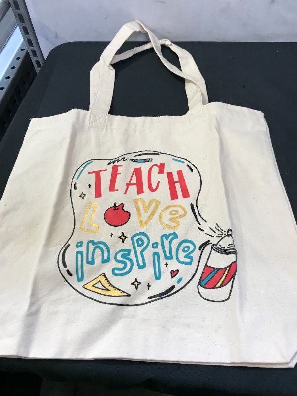 Photo 1 of ElegantPark Teacher Gifts For Teacher Christmas gifts Teach Love Inspire Teacher Appreciation Gift for Teacher Bag and Tote with Pocket Canvas
