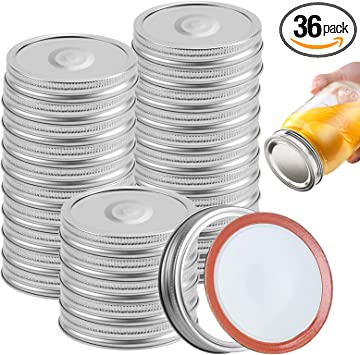 Photo 1 of 36 Pack Wide Mouth Canning Lids and Rings - SGAOFIEE Mason Jar Lids & Rings/Bands Set for Wide Mouth Canning, Split-Type & Leak Proof Lids with Silicone Seals for Ball, Kerr Jars (86 mm, Sliver)
