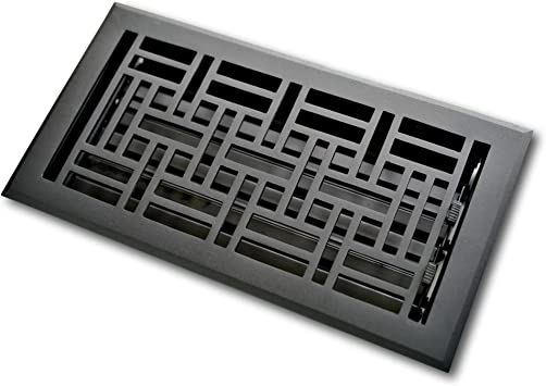 Photo 1 of 6 x 14 Cast Aluminum Arts & Crafts Vent Cover - Black (Overall: 7.25 x 15.5)
