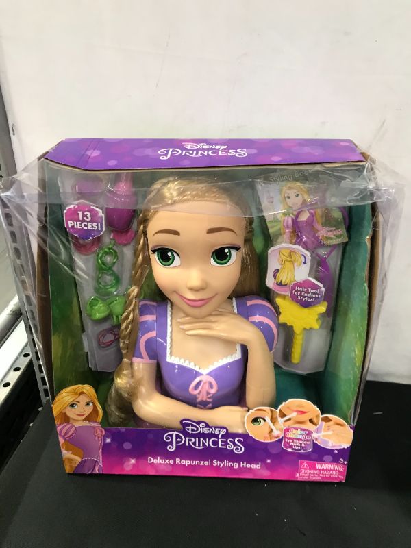 Photo 1 of Disney Princess Deluxe Rapunzel Styling Head, 13-pieces, Preschool Ages 3 up by Just Play ---- PACKAGING DAMAGED 