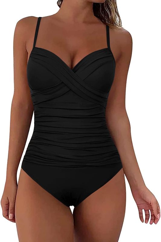 Photo 2 of HILOR WOMENS RUCHED UNDERWIRE ONE PIECE SWIMSUIT FRONT TWIST --- SIZE XL