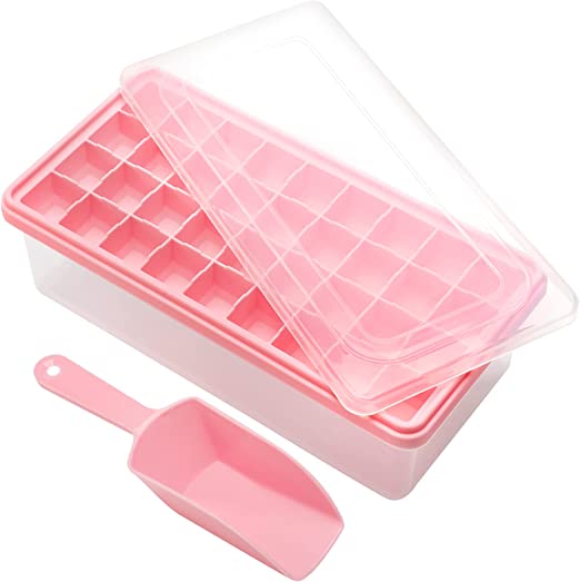 Photo 1 of Food-grade Silicone Ice Cube Tray with Lid and Storage Bin for Freezer, Easy-Release 36 Small Nugget Ice Tray with Spill-Resistant Cover&Bucket, Flexible Ice Cube Molds with Ice Container, Scoop Cover
