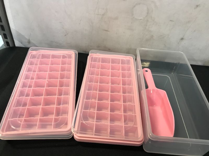 Photo 2 of Food-grade Silicone Ice Cube Tray with Lid and Storage Bin for Freezer, Easy-Release 36 Small Nugget Ice Tray with Spill-Resistant Cover&Bucket, Flexible Ice Cube Molds with Ice Container, Scoop Cover
