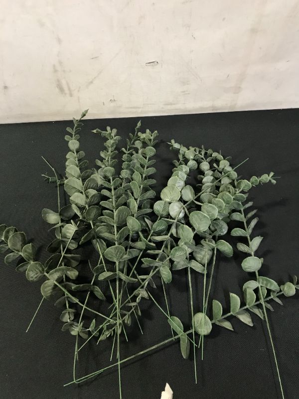 Photo 1 of AUMVEYI 20pcs Faux Eucalyptus Stems Flowers Short Artificial Eucalyptus Greenery Stem Fake Eucuplutis Leaves Branches Decoration for Floral Arrangement Wedding Home Office Centerpieces Vase Décor
