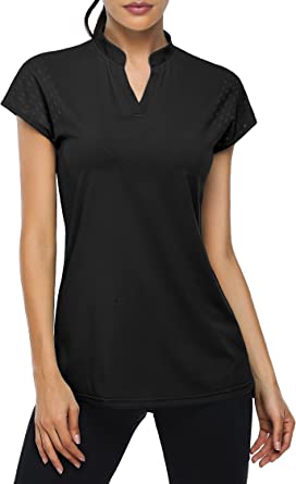 Photo 1 of KORALHY Women's Polo V Neck Golf Shirts Workout Tops Breathable Short Sleeve Quick-Dry --- SIZE LARGE 
