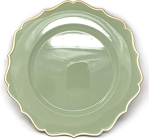 Photo 1 of allgala 13-Inch 6-Pack Heavy Quality Round Charger Plates-Floral Sage-HD80346 --- MISSING 1 PLATE 
