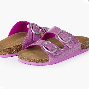 Photo 1 of FITORY Glitter Slide Sandals, Cork Slipper with Adjustable Straps for Women SIZE 10