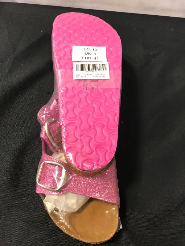 Photo 2 of FITORY Glitter Slide Sandals, Cork Slipper with Adjustable Straps for Women SIZE 10