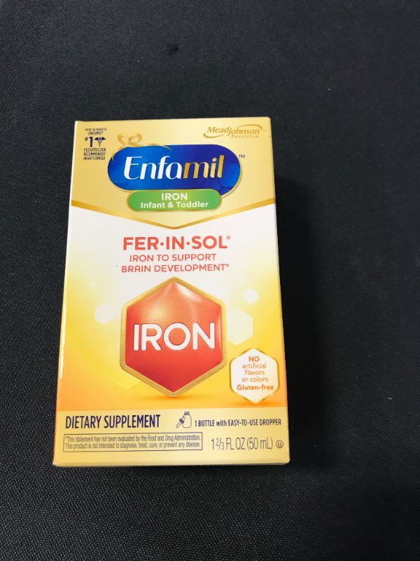 Photo 2 of Enfamil Fer-In-Sol Iron Supplement Drops for Infants & Toddlers, Supports Brain Development, 50 mL Dropper Bottle ---- EXP 02/2023
