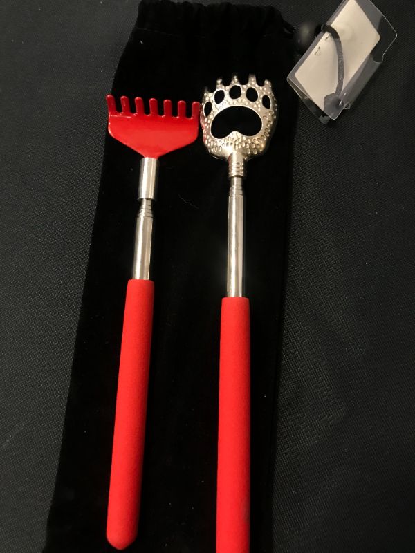 Photo 1 of 2 Pack Portable Extendable Back Scratcher - Backscratchers for Adults extendable - Metal Stainless Steel Telescoping Massage Tool with Carrying Bag (Red)
