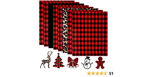 Photo 1 of 9 Sheets Christmas Transfer Vinyl Christmas Print Transfer Vinyl Assorted Iron-on HTV Sheets for T-Shirts Fabric Craft DIY Making, 12 x 10 Inch