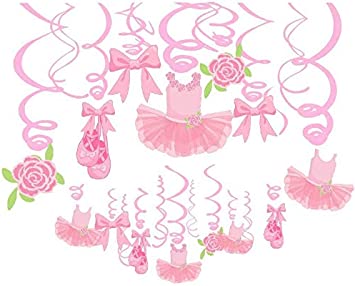 Photo 1 of Ballerina Birthday Party Decorations Ballerina Pink Tutus Ballet Shoes Hanging Swirl Decorations for Baby Shower,Birthday Party Supplies
