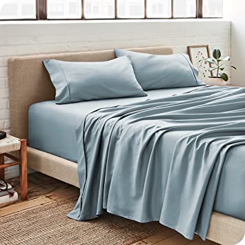 Photo 1 of Bare Home Queen Sheet Set - Luxury 1800 Ultra-Soft Microfiber Queen Bed Sheets - Double Brushed - Deep Pockets - Easy Fit - 4 Piece Set - Bedding Sheets & Pillowcases (Queen, Dusty Blue)
