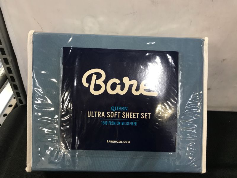 Photo 2 of Bare Home Queen Sheet Set - Luxury 1800 Ultra-Soft Microfiber Queen Bed Sheets - Double Brushed - Deep Pockets - Easy Fit - 4 Piece Set - Bedding Sheets & Pillowcases (Queen, Dusty Blue)
