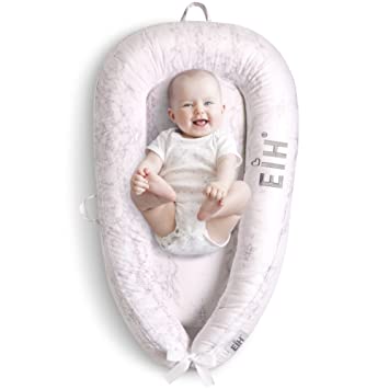 Photo 1 of EIH Baby Lounger, Newborn Baby Nest Ultra Soft Cotton Baby Co Sleeper for Baby in Bed Infant Bassinet Mattress Floor Seat Travel Crib Baby Essentials Must-Have for 0-10 Month (Marble)
