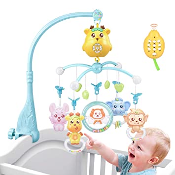 Photo 1 of Caterbee Baby Crib Mobile Toy with Lights and Music, Projection, Remote, Pack and Play (Blue-Rechargeable Mode)
