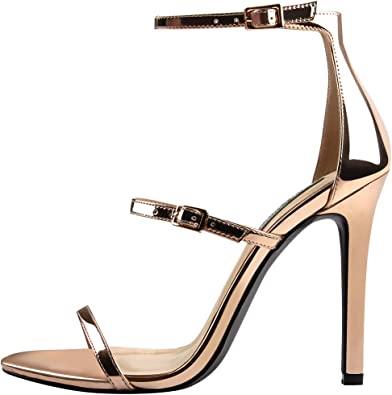 Photo 1 of LISHAN Women's Ankle Strap Stiletto Open Toe Sandals Sexy Triple Strappy High Heels ---- size 11 
