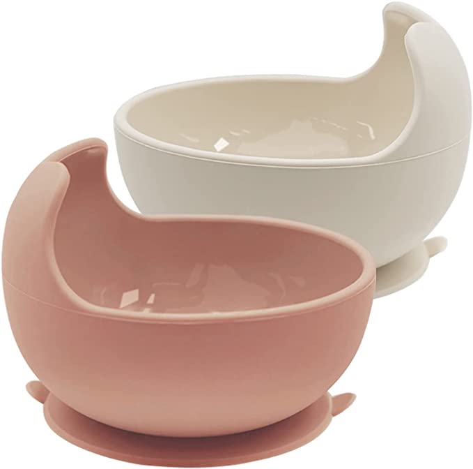 Photo 1 of TotAha Silicone Suction Baby Bowl | Inwardly Curved Walls Preventing Dropping | Easy Scooping | Firmly Stick | BPA-Free Non-Slip Design | 2 PCS Gift Set (Blush & Shifting Sand)
