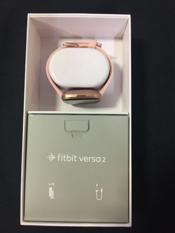 Photo 4 of Fitbit Versa 2 Health and Fitness Smartwatch with Heart Rate, Music, Alexa Built-In, Sleep and Swim Tracking, Petal/Copper Rose, One Size (S and L Bands Included)
