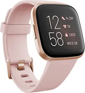 Photo 1 of Fitbit Versa 2 Health and Fitness Smartwatch with Heart Rate, Music, Alexa Built-In, Sleep and Swim Tracking, Petal/Copper Rose, One Size (S and L Bands Included)
