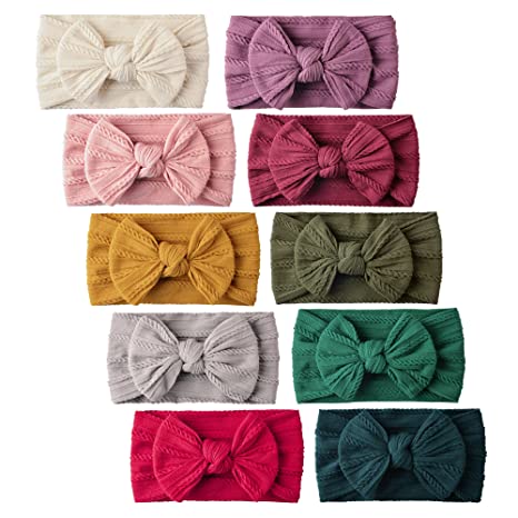 Photo 1 of 10 PCS Baby Headbands Nylon Hairbands with Bows for Newborn Infant Girl Toddler Kids Handmade Hair Accessories
