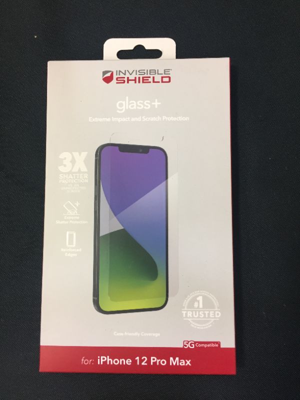 Photo 2 of ZAGG InvisibleShield Glass+ Screen Protector – High-Definition Tempered Glass Made for iPhone 12 Pro Max – Impact & Scratch Protection, Clear, 200106693
