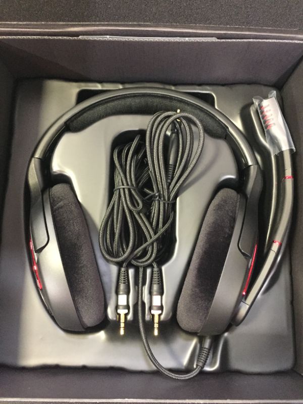 Photo 2 of EPOS I Sennheiser GAME ONE Gaming Headset, Open Acoustic, Noise-canceling mic, Flip-To-Mute, XXL plush velvet ear pads, compatible with PC, Mac, Xbox One, PS4, Nintendo Switch, and Smartphone - Black.
