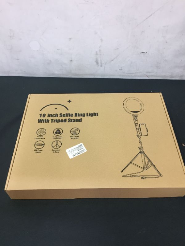 Photo 5 of Ring Light 10" with 67" Extended Tripod Stand & Phone Holder for YouTube Video, Camera Led Ring Light for Streaming, Makeup, Selfie Photography Compatible with iPhone Android
