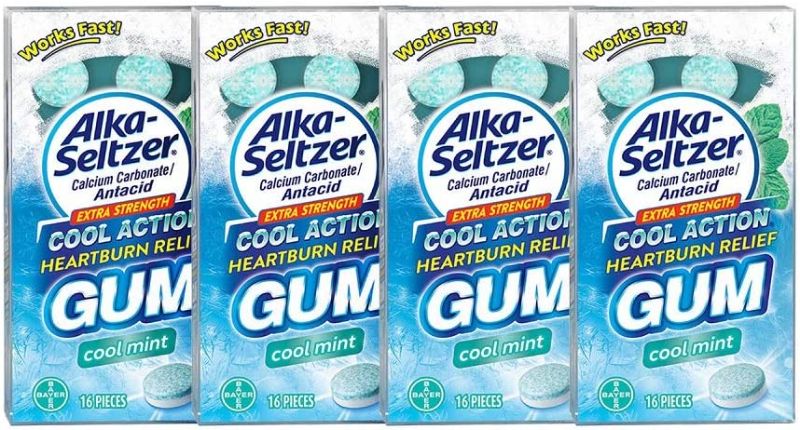 Photo 1 of Alka Seltzer Extra Strength Cool Action Heartburn Relief Gum, Cool Mint, 64 Count, 16 Count (Pack of 4)
EXP 08/2022