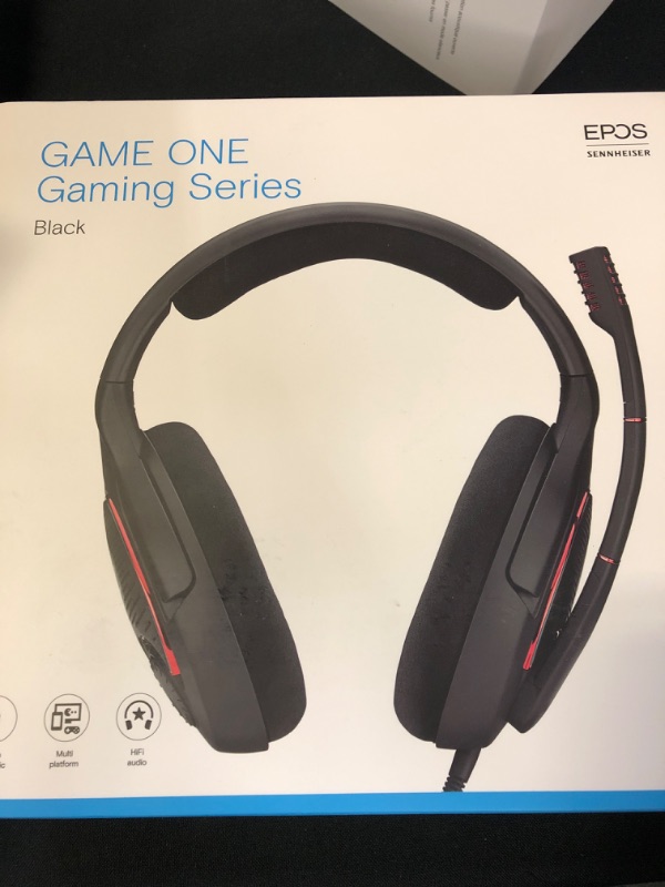 Photo 3 of Sennheiser GAME ONE Gaming Headset, Open Acoustic, Noise-canceling mic, Flip-To-Mute, XXL plush velvet ear pads, compatible with PC, Mac, Xbox One, PS4, Nintendo Switch, and Smartphone - Black.