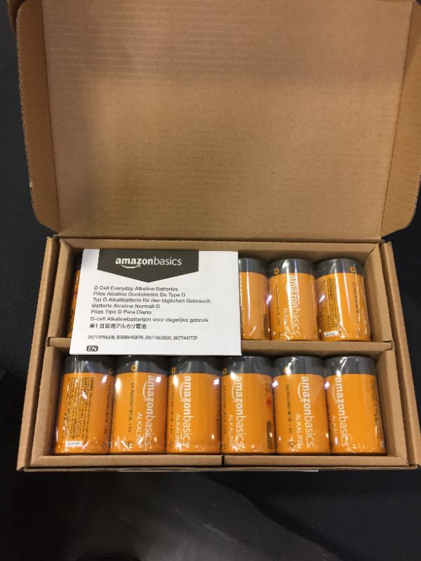 Photo 2 of AmazonBasics D Cell 1.5 Volt Everyday Alkaline Batteries - Pack of 12 (Packaging may vary)