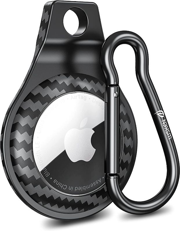 Photo 1 of WSKEN for Airtag Case with Keychain 2021,[Anti -Lost] Metal Carbon Fiber Protective Premium Cover Portable Protector Ring Holder for Apple Airtags Accessories- Black ---FACTORY SEALED ----- --- CASE ONLY ---- 
