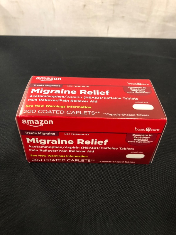 Photo 2 of Amazon Basic Care Migraine Formula Caplets, EXP 03/2023
