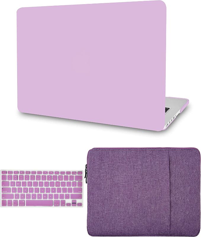 Photo 1 of KECC Compatible with MacBook Pro 13 inch Case 2019-2016 with Touch Bar A2159 A1989 A1706 A1708 Protective Plastic Hard Shell + Keyboard Cover + Sleeve (Lavender)
