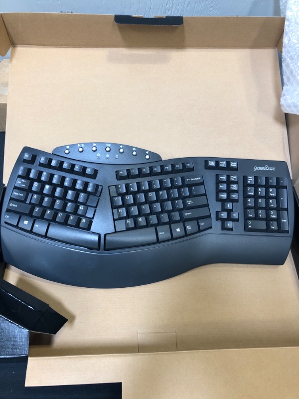 Photo 2 of Perixx Periboard-612 Wireless Ergonomic Split Keyboard with Dual Mode 2.4G and Bluetooth Feature, Compatible with Windows 10 and Mac OS X System, Black, US English Layout, (11354)
