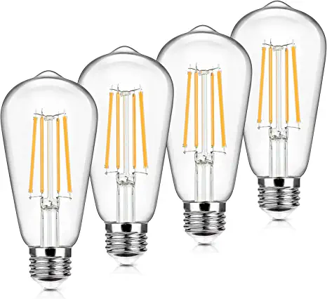 Photo 1 of 4-Pack Vintage LED Edison Bulbs 100W Equivalent 1400LM High Brightness 8W ST58 LED Filament Light Bulbs 3000K Warm White E26 Medium Base CRI90+ Antique Clear Glass for Home Dinning Room, Non-dimmable
