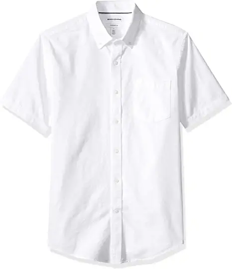 Photo 1 of Amazon Essentials Men's Slim-Fit Short-Sleeve Pocket Oxford Shirt. SIZE S 
