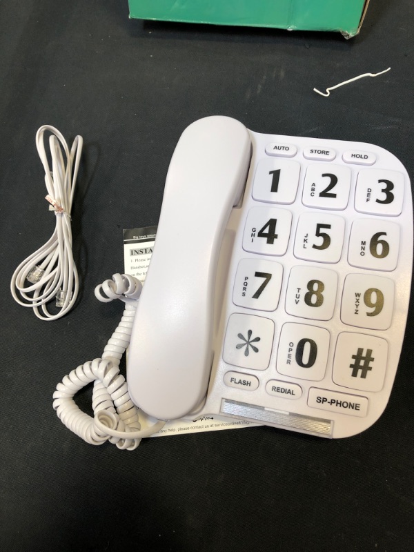 Photo 3 of JeKaVis JF11W Big Button Corded Phone for Elderly Amplified Phones for Hearing Impaired Seniors with Loud Handsfree Speakerphone