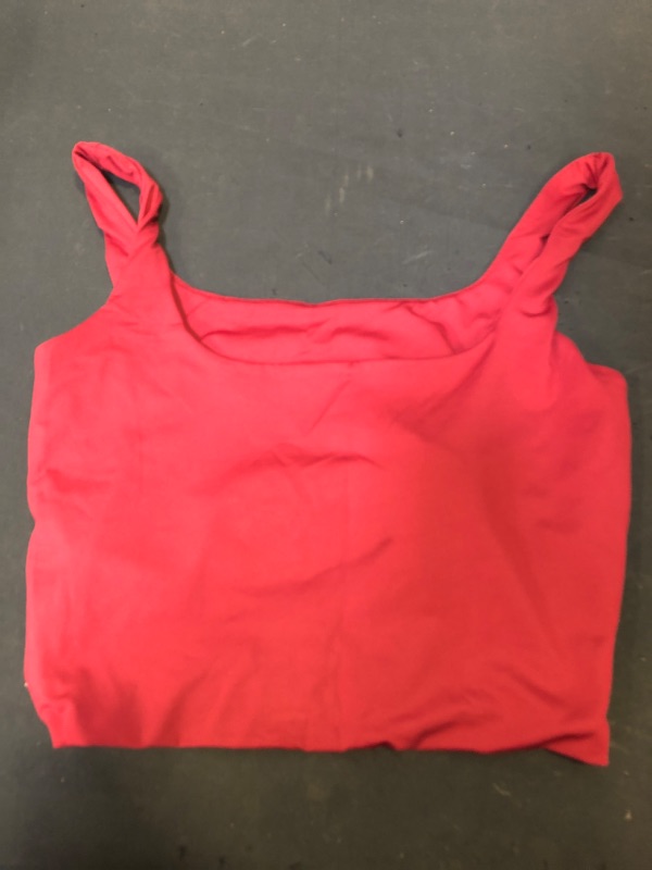 Photo 2 of Artfish Women's Sleeveless Strappy Tank Square Neck Double Layer Workout Fitness Casual Basic Crop Tops. SIZE S 
