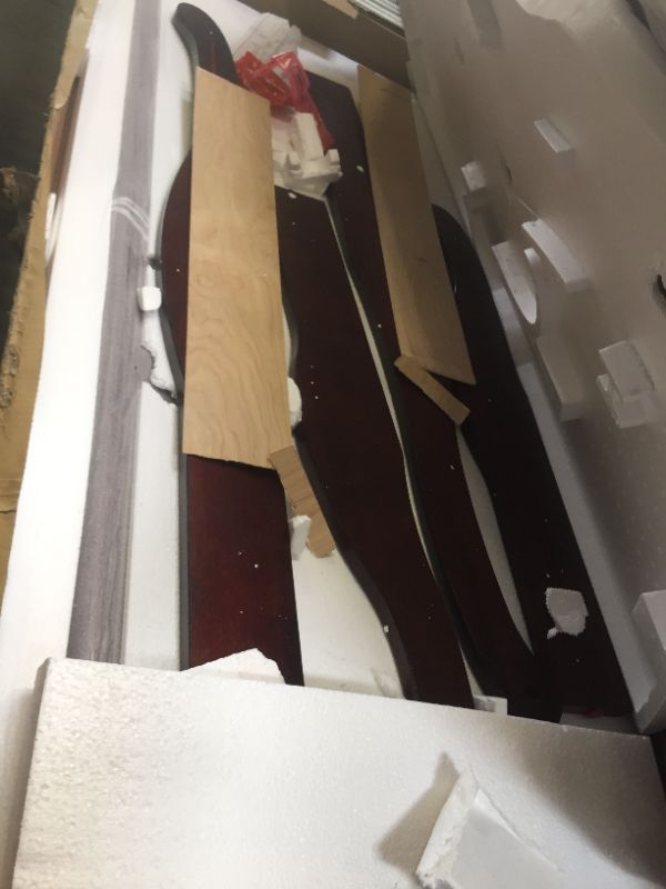 Photo 3 of ACME FURNITURE Louis Philippe III Queen Bed, Cherry Finish. Size Queen.  Box Packaging Damaged, Wood Broken, Hardware Packaging Opened, Missing Part. Selling for Parts.
