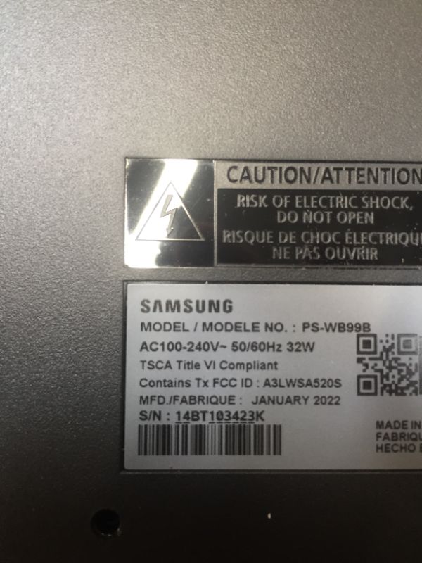 Photo 13 of SAMSUNG HW-Q990B 11.1.4ch Soundbar w/Wireless Dolby Atmos DTS:X 2022. Box Packaging Damaged, Minor Use, Soundbar Minor Use, Speakers Factory Sealed, Opened Factory Seals to Test Item. Item Turns on and Sounds Normal. 
