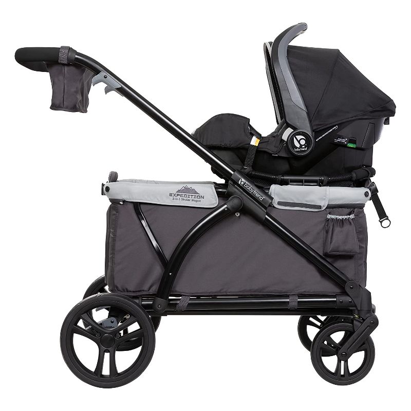 Photo 1 of Baby Trend Expedition Stroller Wagon - Color:Liberty Midnight. Box Packaging Damaged, Item Moderate Use, Scratches and Scuffs on item, Wear on item. 