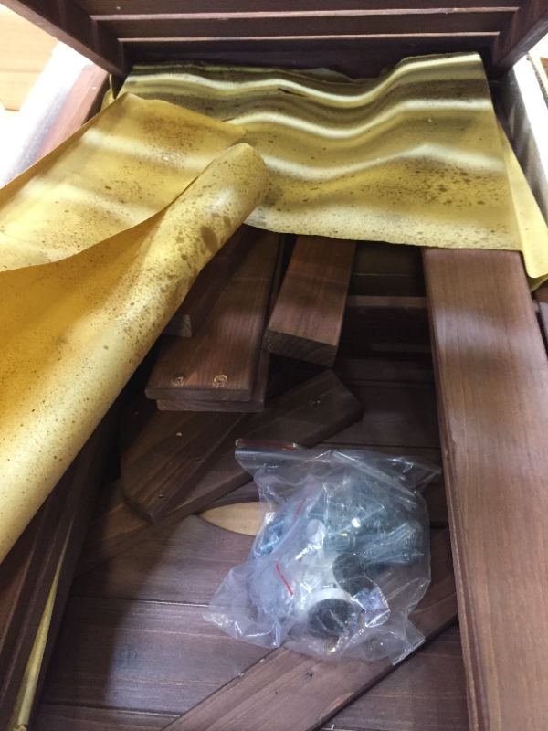 Photo 5 of 40 Inch Wooden Pottin Bench. BOx Packaging Damaged, Modate Use, Hardware Packaging Opened ,Missing Hardware, Scuffs and Scraches on item. 
