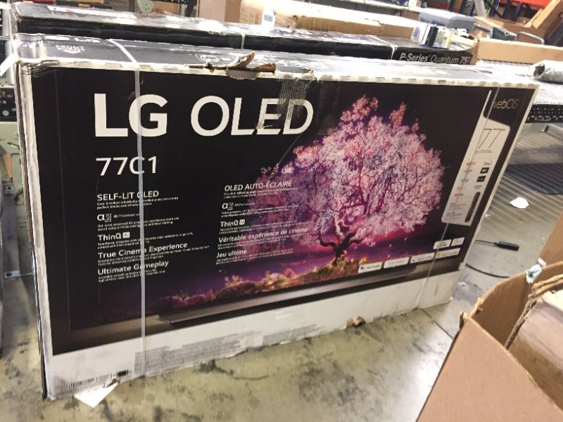 Photo 2 of LG OLED C1 Series 77” Alexa Built-in 4k Smart TV, 120Hz Refresh Rate, AI-Powered 4K, Dolby Vision IQ and Dolby Atmos, WiSA Ready, Gaming Mode (OLED77C1PUB, 2021) Box Packagng Slightly Damaged, Factory Sealed, Opened for Inspection, TV Turns on, Remote Wor